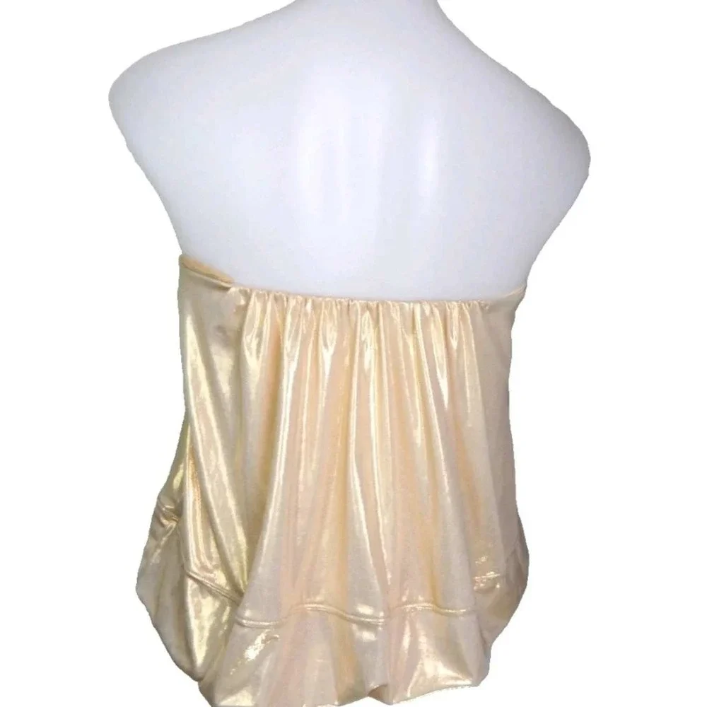 Maeve Gold Shine Strapless Bubble Top Large Boho Festival